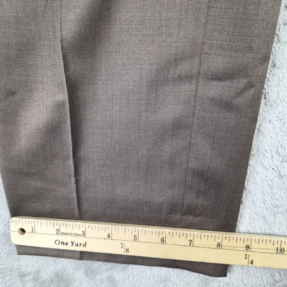 Jhane Barnes Wool Slik Dress Pants Mens 36x31 Brown Flat Front Luxury Trousers